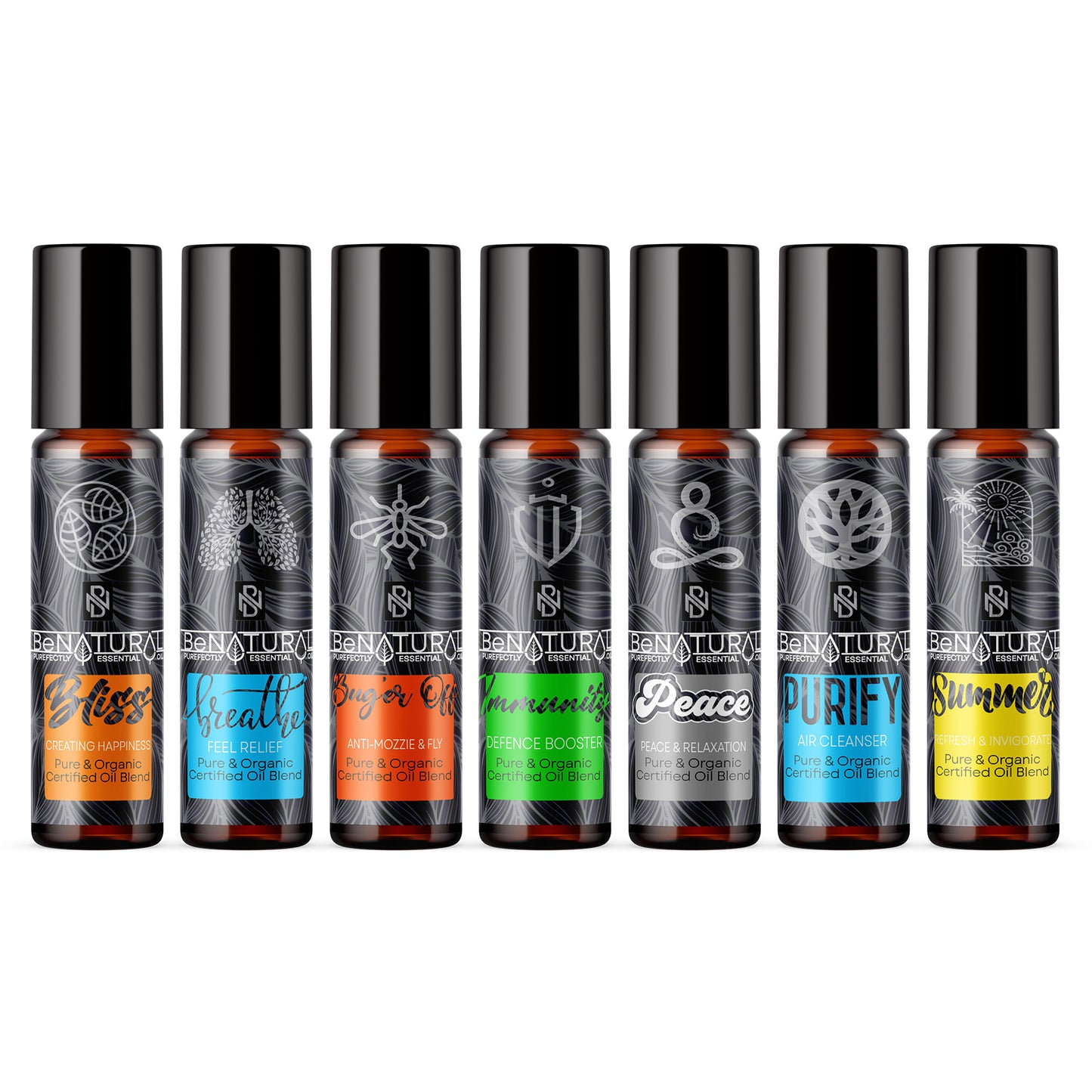 Be Natural Organics' Favorite Organic Blends NOW IN ROLLER BOTTLES (7 Pack)