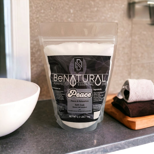 Pure Epsom Salt Peace Bath Soak with Frankincense Carterii, Bulgarian Lavender & Bergamot Organic Essential Oils