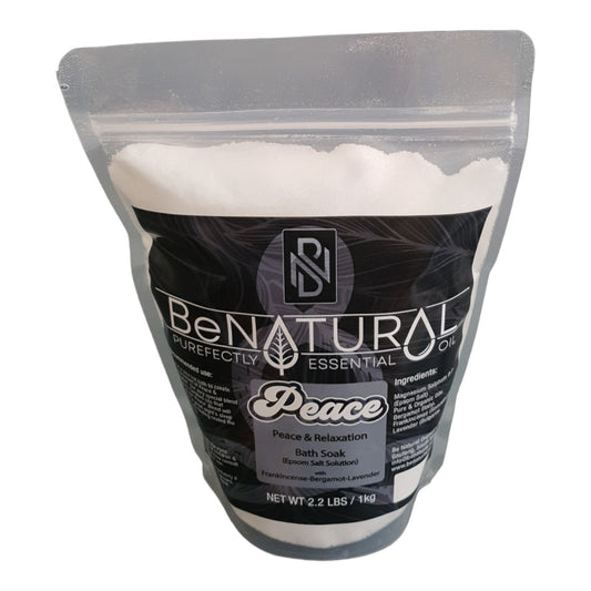 Pure Epsom Salt Peace Bath Soak with Frankincense Carterii, Bulgarian Lavender & Bergamot Organic Essential Oils