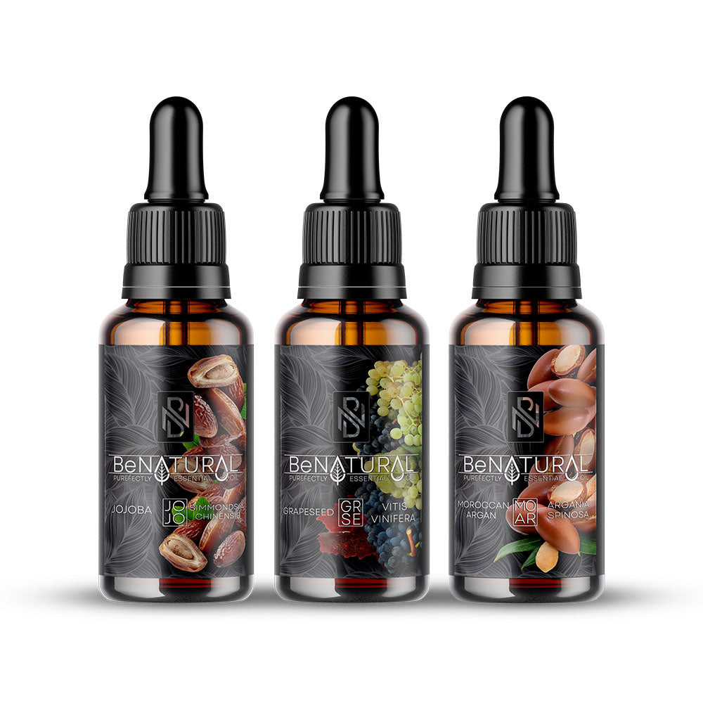 Our very Special 3 Pack of Superior Organic Oils.   Moroccan Argan - Pure Organic Oil - 30ml Jojoba - Pure Organic Oil - 30ml Grapeseed - Pure Organic Oil - 30ml